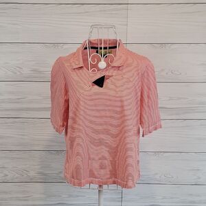 2 a Tee Striped Pink Golf Polo Top Cotton Womens Size M